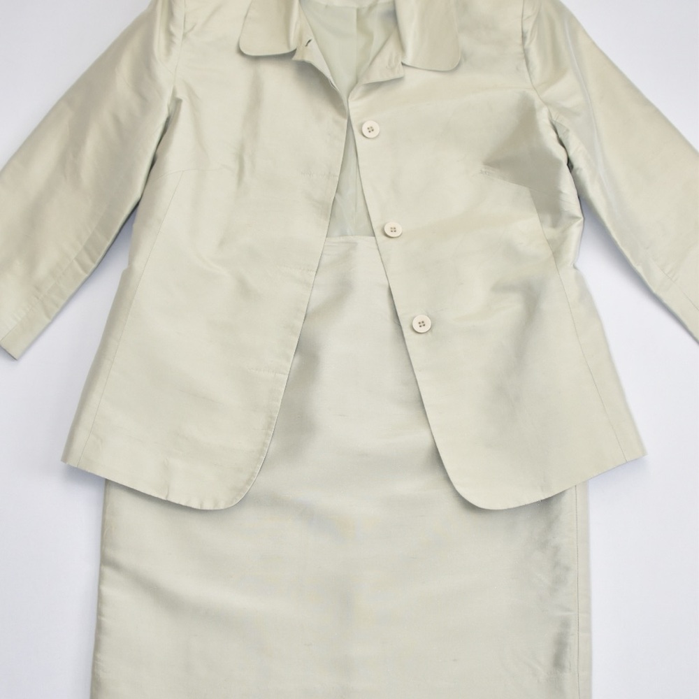 Cream Silk Jacket and Skirt Set